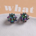 Iridescent matte urchin beads with central hole for DIY jewelry making in metallic finish - Iridescent Multicolor