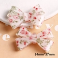 DIY acryl strik accessoires met roze bloemenprint voor haarspelden en knutselen 54x37mm - Rode strik