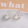 Iridescent matte acrylic sea urchin beads with spikes for DIY jewelry making - Colorful White