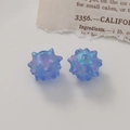 Iridescent sky blue sea urchin beads for DIY jewelry making with rainbow pearl finish - Matte Dark Blue