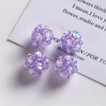 Detailed view of four handmade purple beaded floral spheres for DIY jewelry making - Light Purple