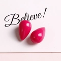 Detailed view of polished fuchsia teardrop beads for elegant DIY jewelry earring making - Rose Red