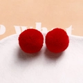 Detail of red 20mm fluffy pom-poms for DIY jewelry and hair accessory crafting - Bright Red