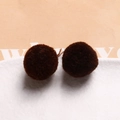 Close-up of two dark brown 20mm plush round balls for DIY jewelry and hair accessories - 6# Dark Coffee