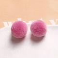 Macro view of 20mm soft pink plush fuzzy balls for creative DIY earring making - Light Pink Purple