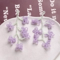 Handcrafted purple beaded flower earrings with green stems and intricate glass petals - Light Purple