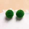 Detailed macro view of soft green plush round beads for DIY handmade jewelry crafts - 18# Green