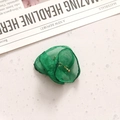 Handmade green mesh flower ornament with black edging and golden bead center for hair accessories - Green Three-Petal Flower
