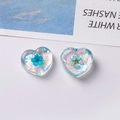 Translucent heart resin charm with blue dried flowers and holographic sequins for DIY - Blue Cartoon Star Clip (Cinnamoroll)