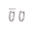 Classic 12mm silver hoop earrings with micro-set white cubic zirconia stones - 12mm / Silver White Zircon