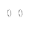 Elegant silver hoop earrings featuring micro-paved white cubic zirconia stones - 10mm / Silver White Zircon