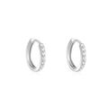 Classic silver hoop earrings featuring micro-pave white cubic zirconia stones - 12mm / Silver White Zircon