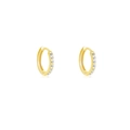 Classic gold huggie earrings with micro-paved clear cubic zirconia crystals - 8mm / Gold White Zircon