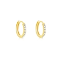 Classic gold hoop earrings featuring clear round cubic zirconia stones for women - 10mm / Gold White Zircon