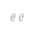 Classic silver huggie earrings featuring micro-pave clear cubic zirconia stones - Silver White Zircon