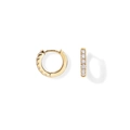 Classic gold huggie earrings with micro-pave clear cubic zirconia stones in round shape - 8mm / Gold White Zircon