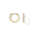 Classic gold huggie earrings with micro-pave white cubic zirconia stones for women - 10mm / Gold White Zircon