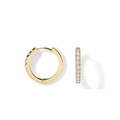 Classic gold huggie hoop earrings with pave-set sparkling cubic zirconia stones - 12mm / Gold White Zircon