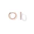 Classic rose gold hoop earrings with pave-set micro zircons for a stylish look - 8mm / Rose Gold with White Zirconia