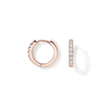Elegant rose gold hoop earrings with mini round cubic zirconia pavé settings - 10mm / Rose Gold with White Zirconia