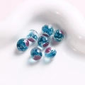 Makroaufnahme von 10mm blau-violetten Lampwork-Glasperlen für DIY-Schmuckherstellung - Blaugrüne Herz-Rundperle (22#) / 1 Stück / Blaugrün
