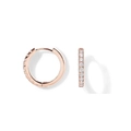 Classic rose gold huggie earrings with micro-pave cubic zirconia crystals - 12mm / Rose Gold with White Zirconia