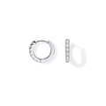 Classic silver huggie hoop earrings with micro-paved cubic zirconia in white gold finish - 8mm / Silver White Zircon
