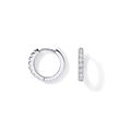 Elegant silver huggie hoop earrings with round-cut sparkling cubic zirconia inlays - 10mm / Silver White Zircon