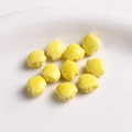 Detail of 12mm yellow fan-shaped shell ceramic beads with hole for DIY jewelry making - 1 Piece / Yellow