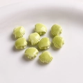 Detail of 12mm fan-shaped shell ceramic beads in light green for DIY jewelry making - 1 Piece / Green