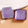 Macro detail of square purple resin charms with silver foil inlay for DIY jewelry - Purple Square