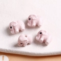 Pink ceramic elephant beads with smooth glaze and pre-drilled holes for DIY jewelry - 1 Piece / Light Pink