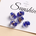 Macro shot of five dark blue irregular glass beads with gold foil for DIY jewelry - 1 Piece / Dark Blue