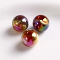 Aurora iridescent baroque acrylic round beads with central holes for DIY jewelry making - Fantasy Blue