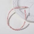 Pink oval semi-precious natural stone beads in drum shape for DIY jewelry making - Pink