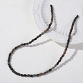 Polished 6mm dark oval natural stone beads for DIY jewelry making in deep grey and brown - Black and Gray