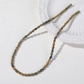 6mm oval multicolored natural stone beads with marble texture for DIY jewelry making - Coffee Green
