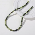 Green natural stone cylinder beads with dark speckles for DIY jewelry making - Green Opal (I10-4-48)
