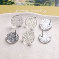 Boucles d'oreilles rondes à paillettes argentées et résine transparente, lot de 3 paires - Particules Brillantes Argent