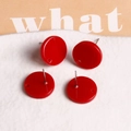 Clous d'oreilles ronds en résine rouge avec tiges en métal pour création bijoux DIY - Rouge Foncé Brillant