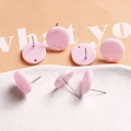 Rosa runde Acryl-Ohrstecker DIY-Komponenten mit kleinen Löchern und Metallstiften - Glänzend Rosa