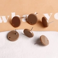 Lot de six bases de boucles d'oreilles rondes en résine marron pour création DIY - Marron Brillant