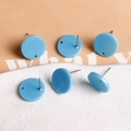 Boucles d'oreilles rondes en acrylique bleu ciel avec feuille d'argent pour bijoux DIY - Bleu Paon Brillant