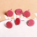 Rosa runde Acryl-Ohrstecker mit DIY-Loch, Set mit sechs glatten Harz-Accessoires - Glänzend Rosarot