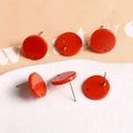Rote runde Acryl-Ohrstecker-Komponenten mit Löchern für DIY-Schmuckherstellung - Glänzend Orangerot