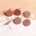 Boucles d'oreilles rondes en acrylique rose poudré avec trous pour la création de bijoux DIY - Marron Clair Brillant