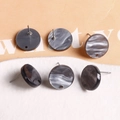 DIY Acryl Ohrstecker mit grauer Marmor-Textur und silbernen Metallstiften - Glänzend Treibsand Grau