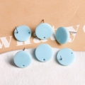 Lot de 6 boucles d'oreilles rondes bleu clair en acrylique avec texture feuille d'argent - Bleu Clair Brillant