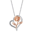 Roségold Herz Rose Halskette mit I love you forever Gravur und funkelnden Zirkonen - Roségold & Silber (N248)