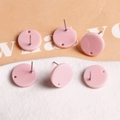 Rosafarbene runde Acryl-Ohrstecker mit Löchern für DIY-Schmuckherstellung im 6er-Set - Glänzend Hellrosa